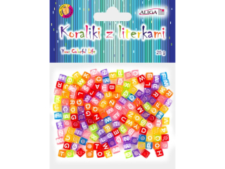 Koraliki PJA-0354 plastikowe z literkami, rozm. 6x6mm, op.25g