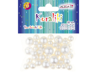 Koraliki plastikowe PJ-6294 perłowe, mix rozmiarów, op. 60szt.
