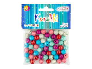 Koraliki PJ-0644 plastikowe, dekoracyjne, rozm. 10mm, op.60szt.
