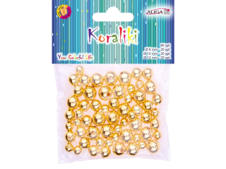 Koraliki plastikowe PJ-9463 zote, metalizowane, mix rozm.
