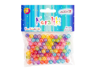 Koraliki PJ-0576 plastikowe, mix kolorw, rozm.8mm, op.80szt.