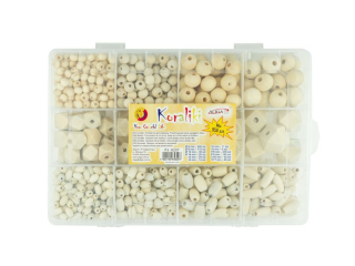 Zestaw koralikw drewnianych PJ-8207 w pudeku, mix, op. 956 szt PROM