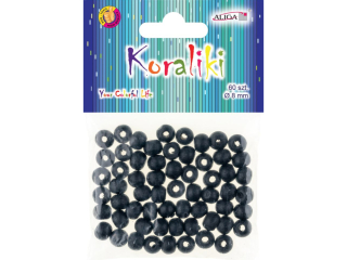Koraliki drewniane PJ-8472 czarne, rozm. 8mm, op. 60szt.