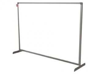 PRZEGRODA BIURKOWA MEMOBE, OBUSTRONNIE SUCHOŚCIERALNA MAGNETYCZNA, RAMA ALUMINIOWA, METALOWA PODSTAWA SREBRNA, 100X80 CM