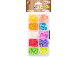 Agrafki AGR-5847 plastikowe, kolorowe, rozm. 10 x 23mm, pudeko 100szt.
