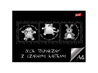 Blok techniczny z czarnymi kartkami 180 g/m2, A4, 10k.