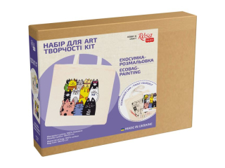 ROSA TALENT ZESTAW - TORBA DO MALOWANIA CATS, BAWEŁNA 220 G. 38X42 CM