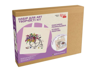 ROSA TALENT ZESTAW - TORBA DO MALOWANIA FLOWER BICYCLE, BAWEŁNA 220 G. 38X42 CM