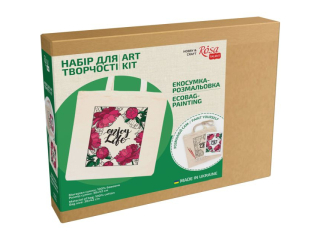 ROSA TALENT ZESTAW - TORBA DO MALOWANIA PEONIES, BAWEŁNA 220 G. 38X42 CM