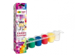 Farba plakatowa tempera, 6 kol x 25ml, Happy color