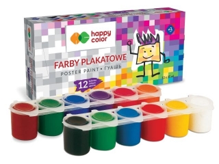 Farba plakatowa tempera, 12 kol x 25ml, Happy color