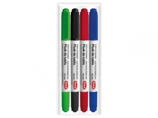 Pisaki 2-stronne do biaych tablic TOMA, 2 kocwki cienkie 0, 5 i 0, 8mm, mix Etui [opakowanie=4szt]