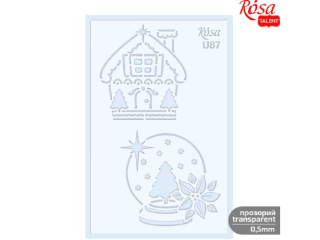 ROSA TALENT PLASTIKOWY SZABLON WIELOKROTNEGO UŻYTKU, NR U87, 13X20 CM - XMAS, KULA ŚNIEŻNA