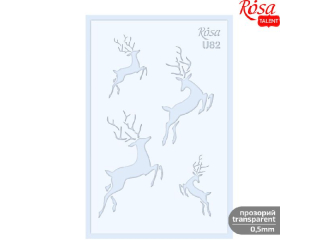ROSA TALENT PLASTIKOWY SZABLON WIELOKROTNEGO UŻYTKU, NR U82, 13X20 CM - XMAS, RENIFERY