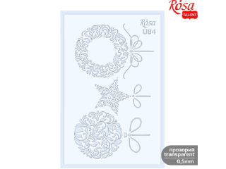 ROSA TALENT PLASTIKOWY SZABLON WIELOKROTNEGO UŻYTKU, NR U84, 13X20 CM - XMAS, BOMBKI