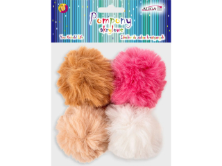 Pompony POM-6033 z zawieszk mix kolorw 7cm op.4szt.