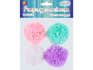 Pompony POM-7082 z zawieszk, mix kolorw, rozm. 6cm, op. 4szt.