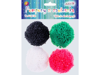 Pompony POM-7085 z zawieszk, mix kolorw, rozm. 6cm, op. 4szt.
