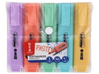 ZAKREŚLACZ MEMOBE, PASTELOWY, 5 KOLORÓW ETUI