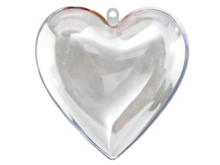 Akrylowe serce rozmiar: 80 x 78 x 46mm  kolor: transparentny  opakowanie: 5 szt
