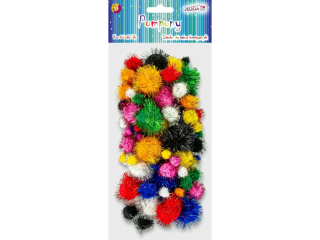 Pompony PM-5512 metalizowane mix kolorw i wielkoci op.76szt.