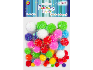 Pompony POM-6002 metalizowane mix kolorw i wielkoci op.50szt.