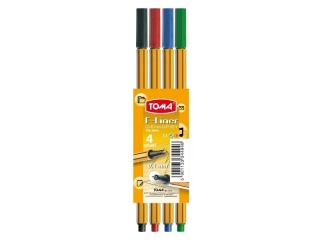 Cienkopisy F-Liner 0, 4mm, pomaraczowa obudowa, kpl. 4 kolory mix Etui [opakowanie=4szt]