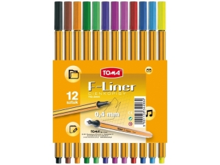 Cienkopisy F-Liner 0, 4mm, pomaraczowa obudowa, kpl. 12 kolorw mix Etui [opakowanie=12szt]