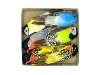 Ptaszki dekoracyjne PTD-6111 box 6 szt., 13 cm.mix wzorw