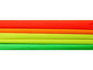 Bibuła marszczona 25x200cm, MIX fluo, 4 kol, 5 rolek, Happy Color