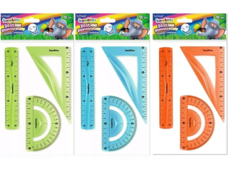 Zestaw geometryczny flexi 3 elementy 15 cm ZWIERZAKI UCZNIAKI [opakowanie=24szt]