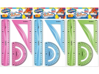 Zestaw geometryczny flexi 3 elementy 20 cm ZWIERZAKI UCZNIAKI [opakowanie=24szt]