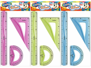 Zestaw geometryczny flexi 3 elementy 30 cm ZWIERZAKI UCZNIAKI [opakowanie=24szt]