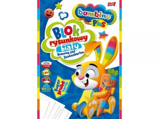 Blok rysunkowy PLUS A4 20 kartek okadka kredowana 100 g/m2 ZWIERZAKI UCZNIAKI [opakowanie=10szt]