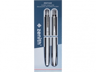 Zestaw ZENITH SILVER - Piro wieczne + Dugopis automatyczny metalowy w etui - 6 szt. display [opakowanie=6szt]