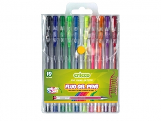 DŁUGOPISY ŻELOWE FLUORESCENCYJNE CRICCO 10-KOL. ETUI