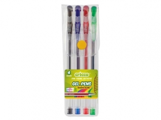 DŁUGOPISY ŻELOWE CRICCO 4-KOL. ETUI