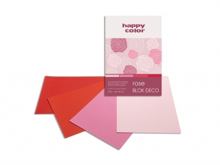 Blok Deco Rose A4, 170g, 20 ark, 4 kol. tonacja rowo-czerwona, Happy Color [opakowanie=5szt]