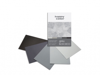 Blok Deco Grey A4, 170g, 20 ark, 5 kol. tonacja szara, Happy Color [opakowanie=5szt]