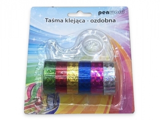 TAŚMA KLEJĄCA-OZDOBNA 251305 Z OBCINACZEM 6 KOLORÓW 12mmx3m