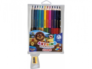 Kredki owkowe dwustronne trjktne Jumbo 12=24 kolory ASTRINO + temperwka  [opakowanie=12szt]