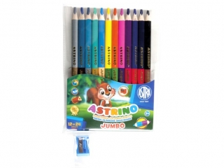 Kredki o��wkowe dwustronne tr�jk�tne Jumbo 12=24 kolory ASTRINO + temper�wka  [opakowanie=12szt]