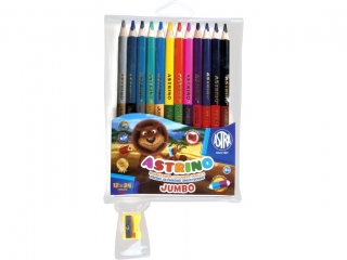 Kredki o��wkowe dwustronne tr�jk�tne Jumbo 12=24 kolory ASTRINO + temper�wka  [opakowanie=12szt]