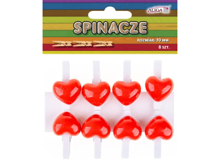 Spinacze SPIN-3484 drewniane serca, op. 8szt., rozm. 30mm