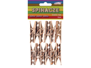 Spinacze plastikowe SPIN-4987 rowo-zote, metalizowane 12szt. 35mm PROM