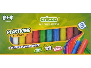 PLASTELINA CRICCO 12 KOLORÓW (8x REGULAR + 4x BROKAT)