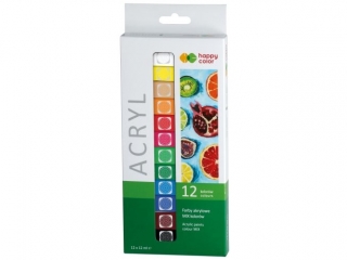 Farba akrylowa zestaw 12 kolorów x 12 ml, Happy Color