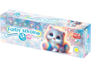 Farby szkolne Kotki 12 kol x 20 ml [opakowanie=4szt]
