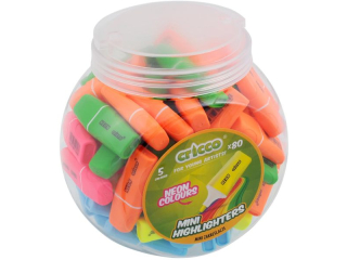 ZAKREŚLACZE MINI CRICCO NEON MIX KOLORÓW SŁOIK 80 SZT.