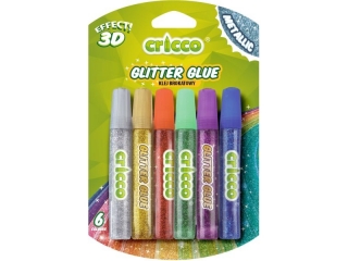 KLEJ BROKATOWY CRICCO 3D METALIK 10g, 6 KOLORÓW, BLISTER